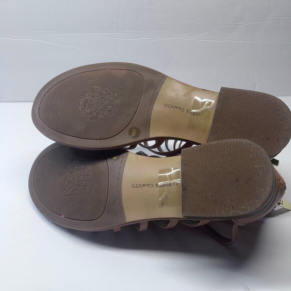 Vince Camuto Gladiator Sandals Brown Leather Strappy Flat Summer shoes sz8,5 new - Picture 7 of 9
